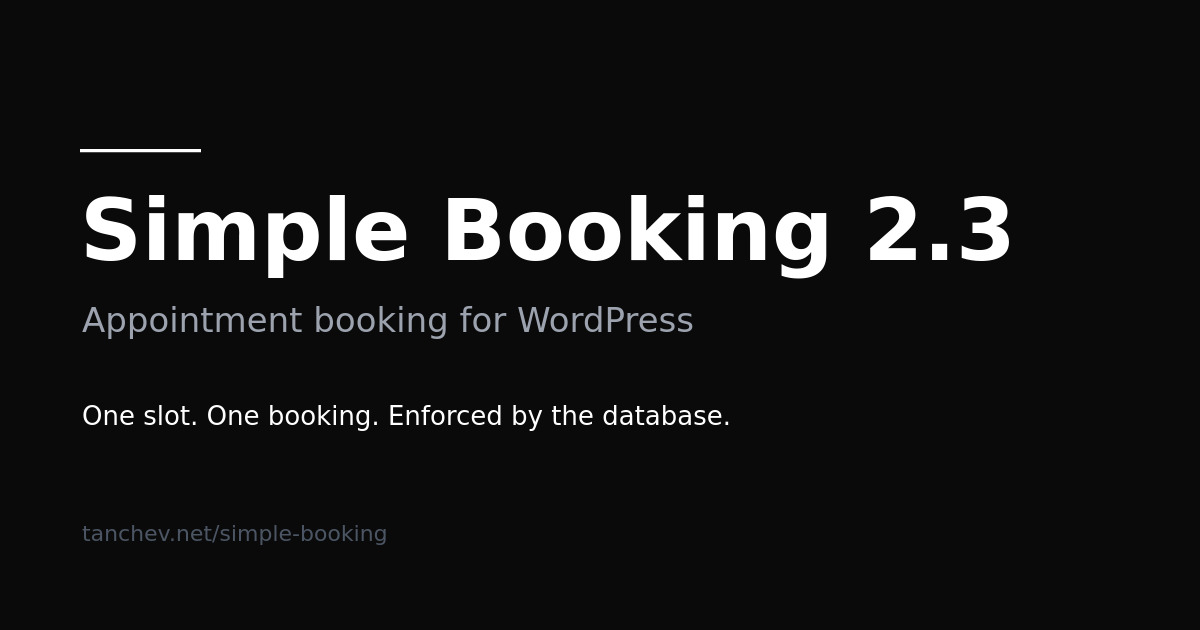 Simple Booking 2.3: плъгин за резервации в WordPress, който не може да презапише час